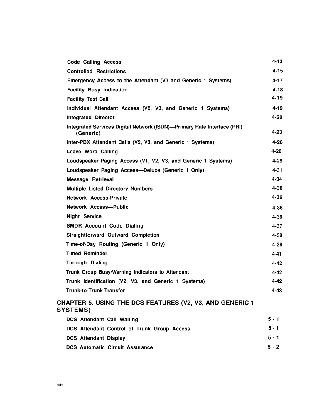 AT&T 75 manual Using the DCS Features V2, V3, and Generic 1 Systems 