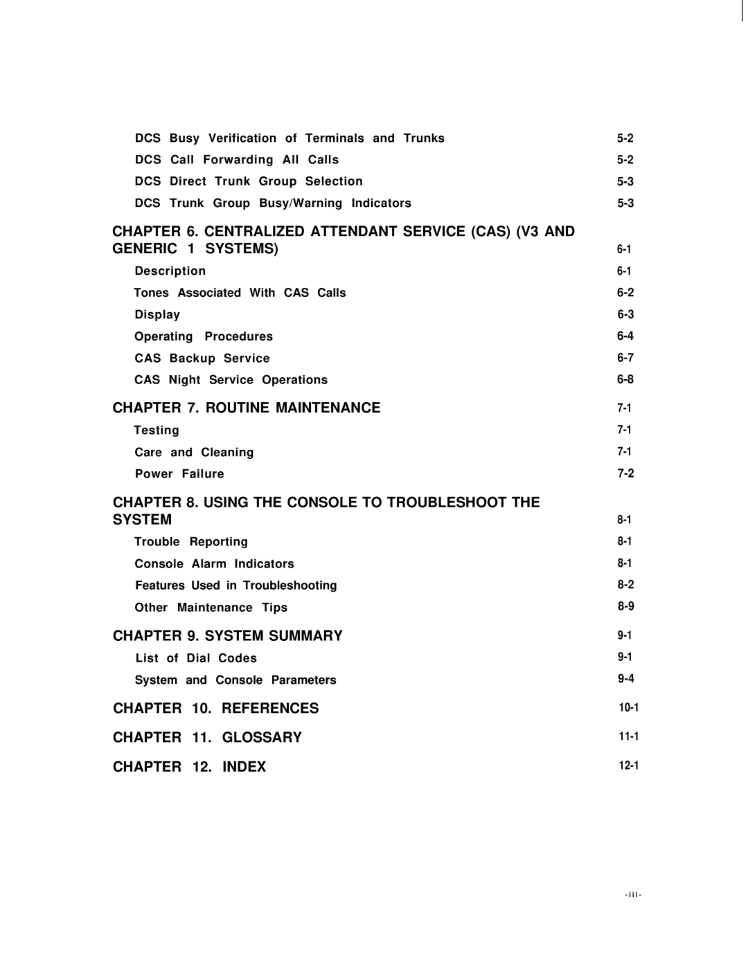 AT&T 75 manual Testing Care and Cleaning Power Failure, List of Dial Codes System and Console Parameters, 10-1 11-1 12-1 