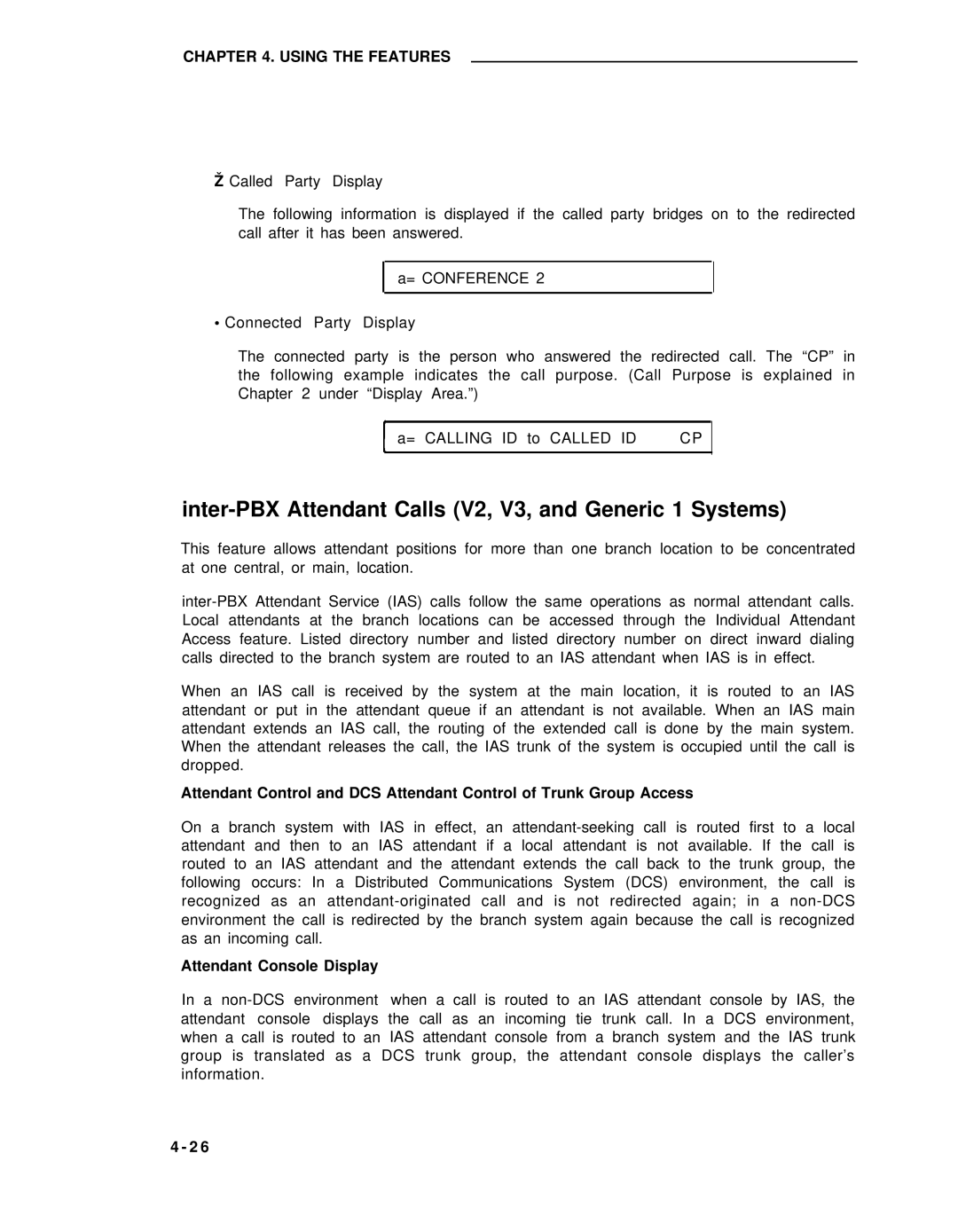 AT&T 75 manual Inter-PBX Attendant Calls V2, V3, and Generic 1 Systems, Attendant Console Display 