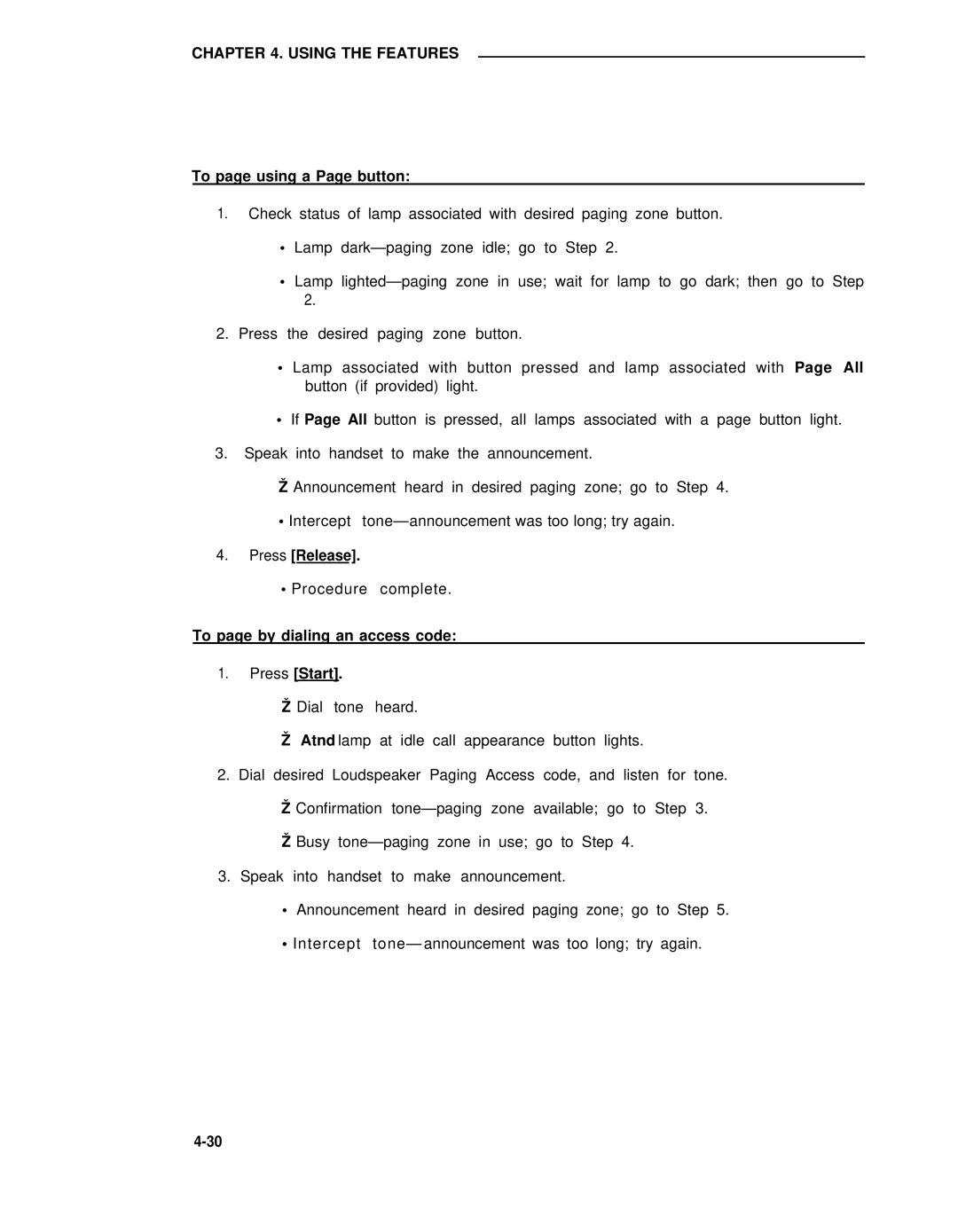 AT&T 75 manual To page using a Page button, To page by dialing an access code 