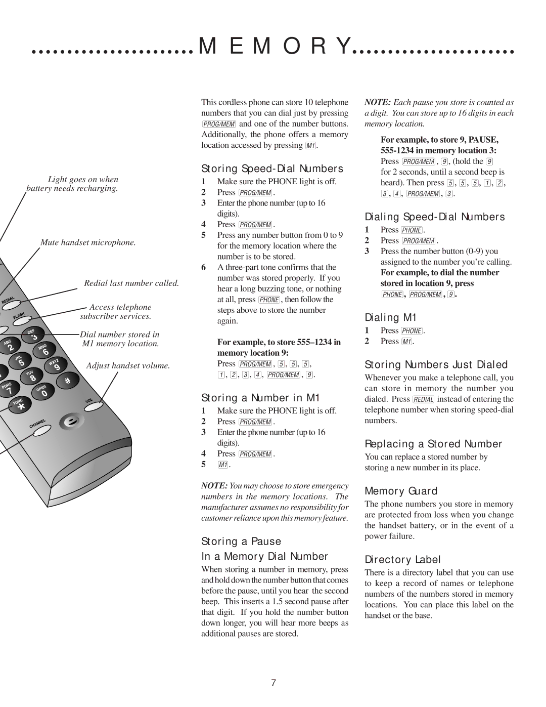 AT&T 7610 user manual M O R Y 