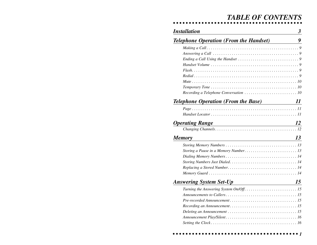 AT&T 7625 user manual Table of Contents 