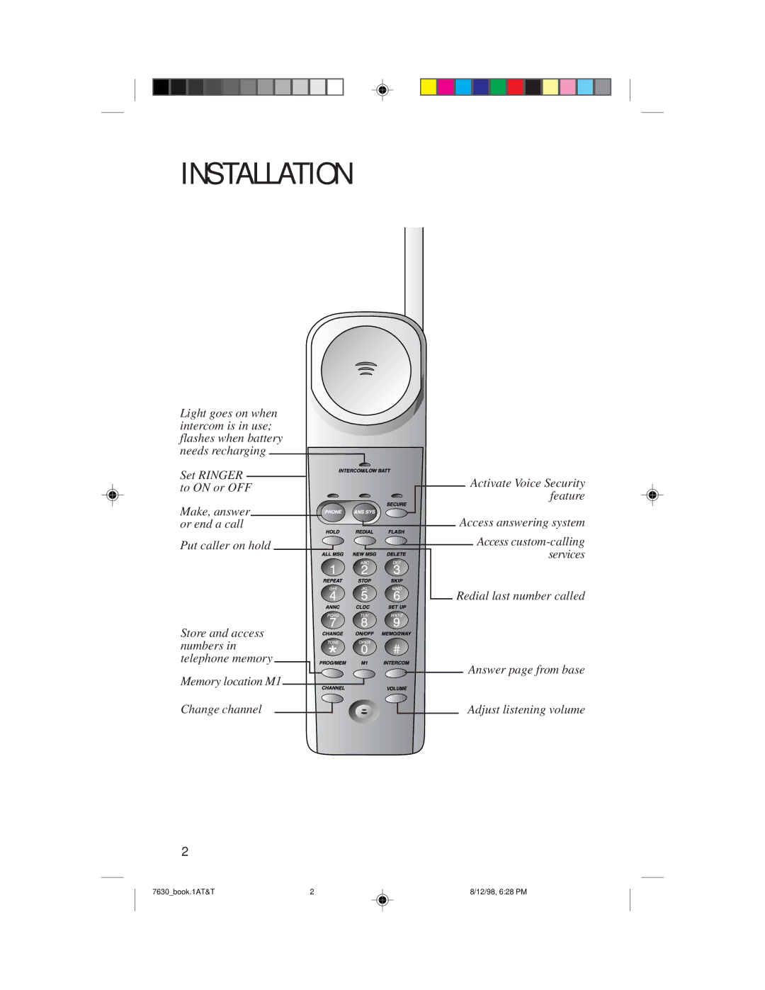 AT&T 7630 user manual Installation 