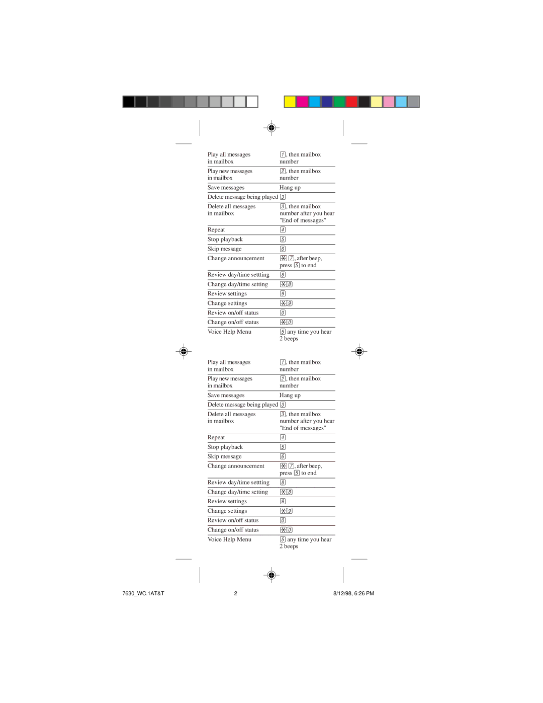 AT&T user manual 7630WC.1AT&T 12/98, 626 PM 