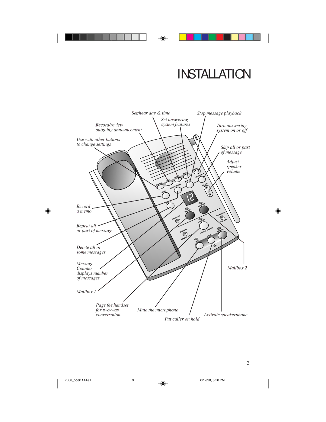 AT&T 7630 user manual Turn answering 