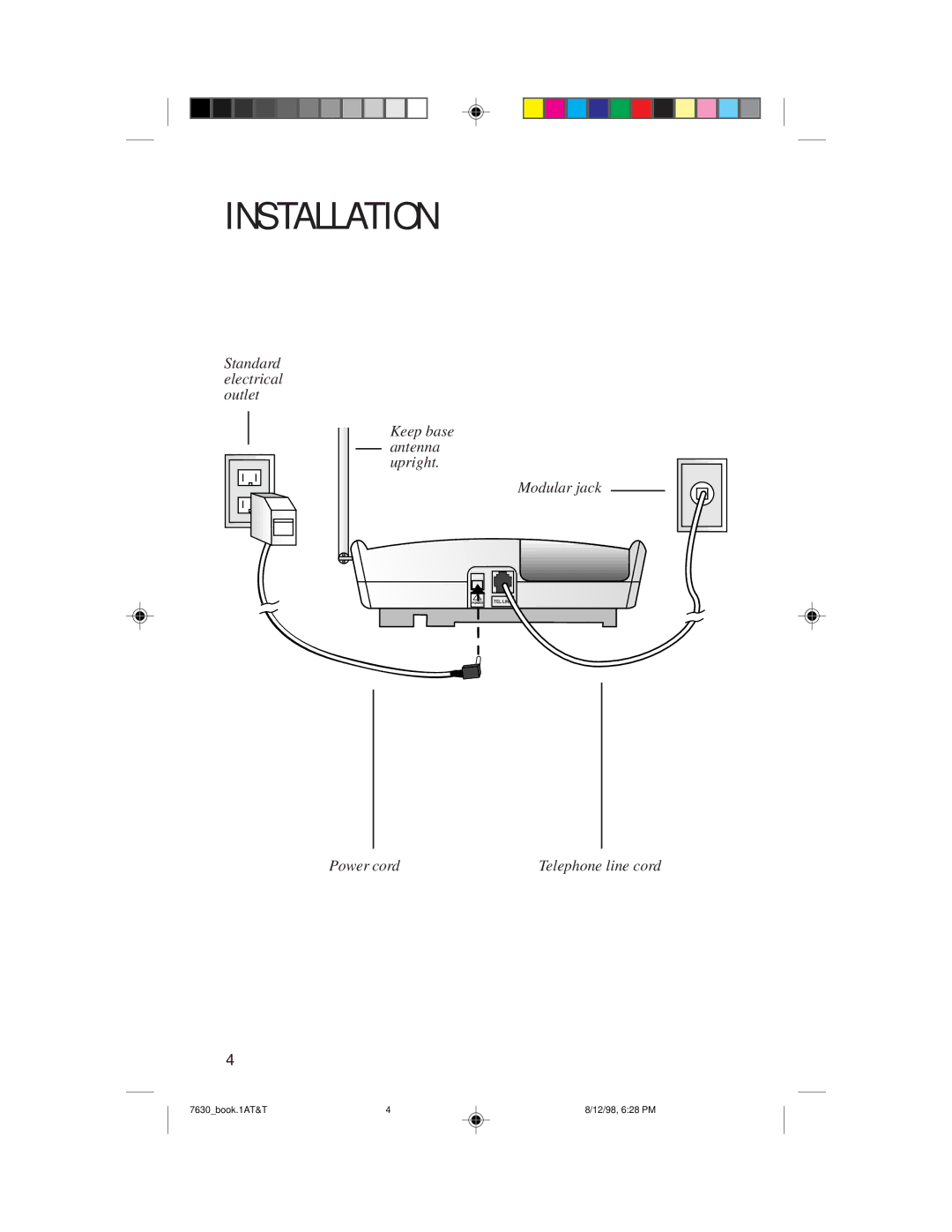 AT&T 7630 user manual Telephone line cord 