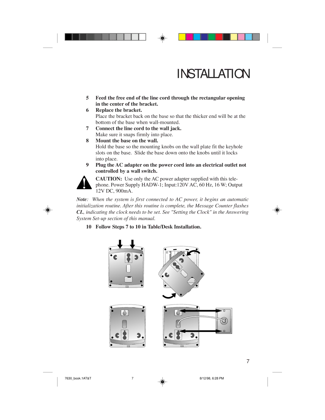 AT&T 7630 user manual Installation 