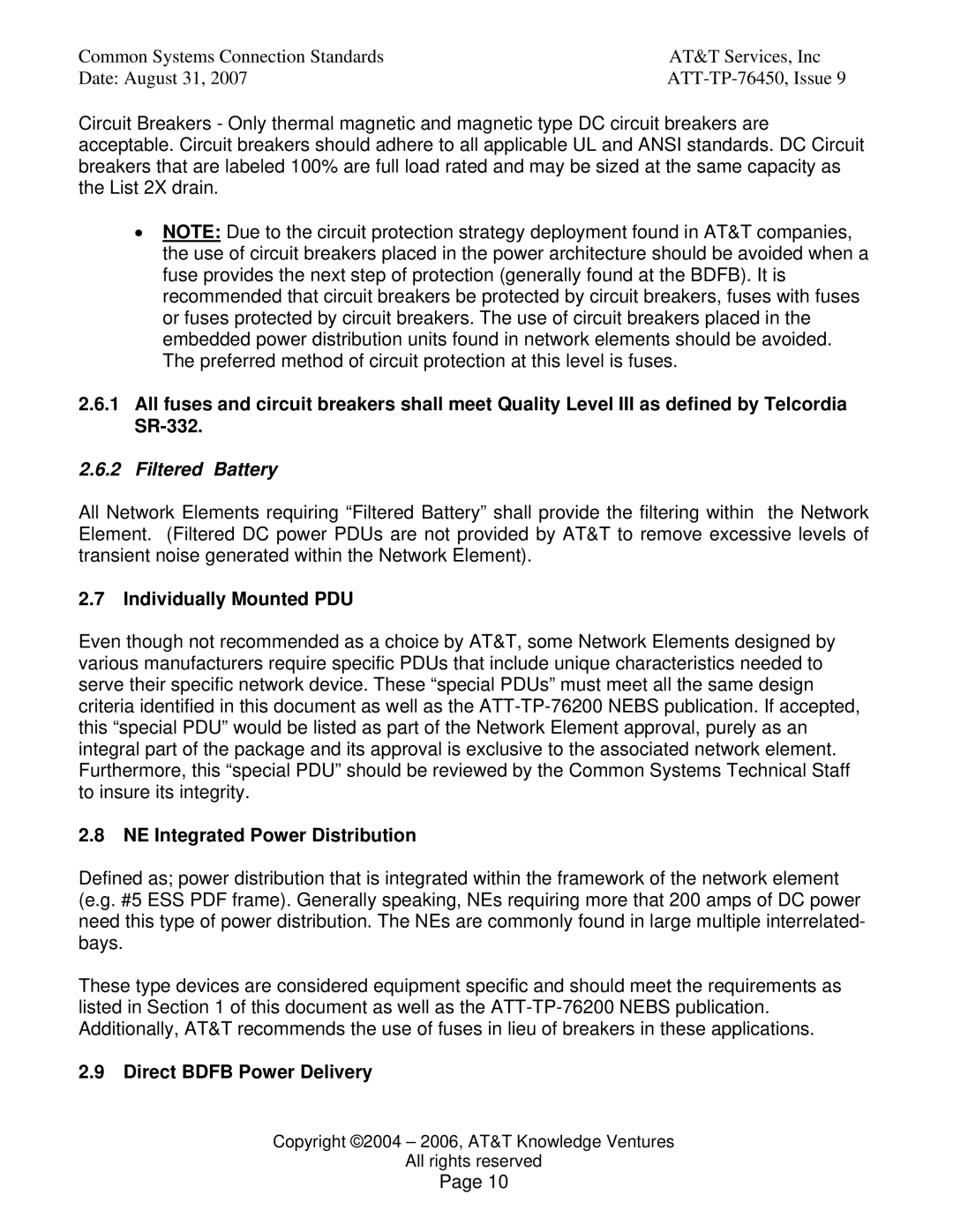 AT&T 76450 manual Individually Mounted PDU, NE Integrated Power Distribution, Direct Bdfb Power Delivery 