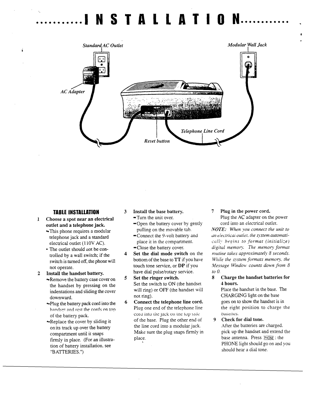 AT&T 7650 user manual Standard AC Outlet, Reset button 