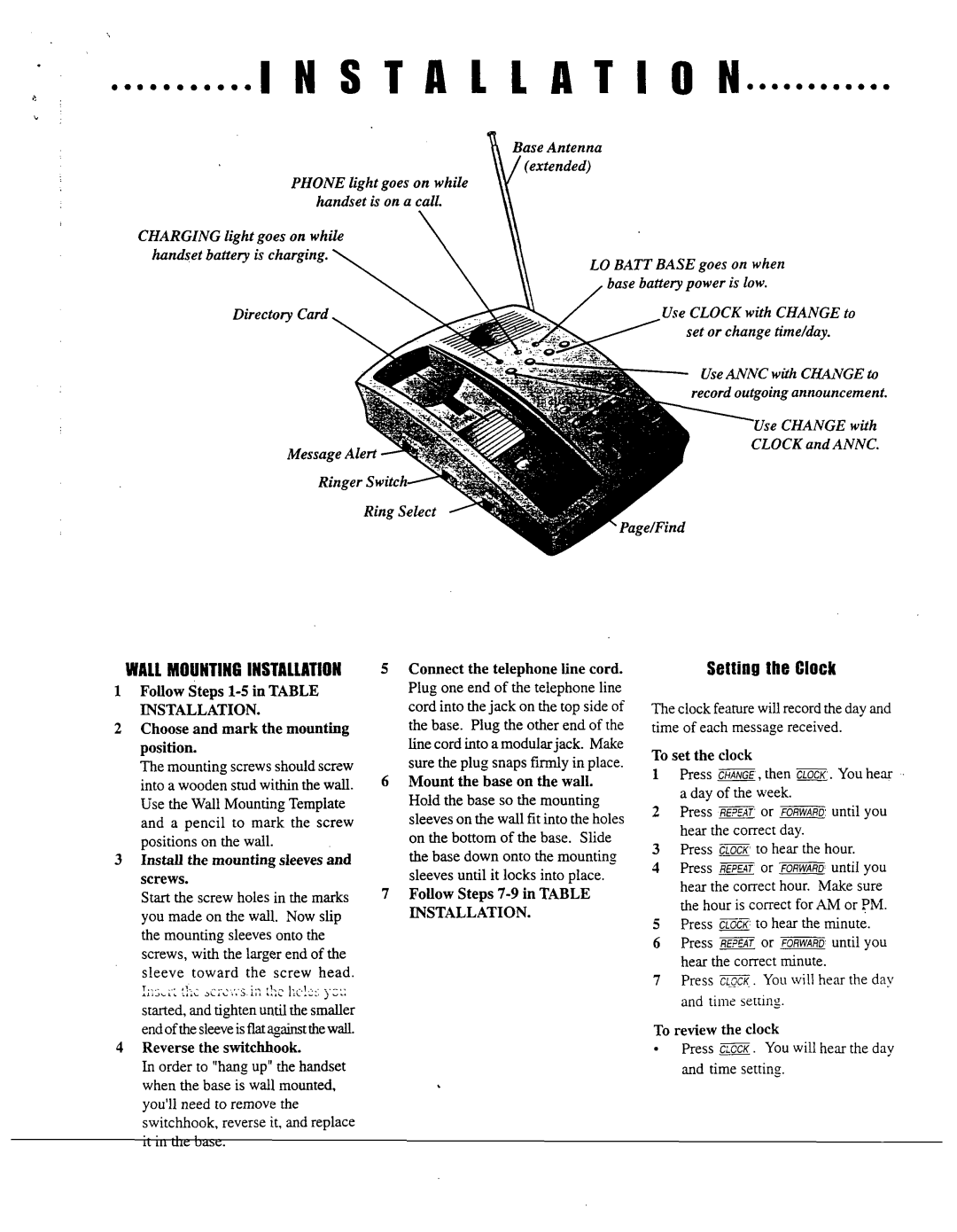 AT&T 7650 user manual Setting the Clock, Ring Select 