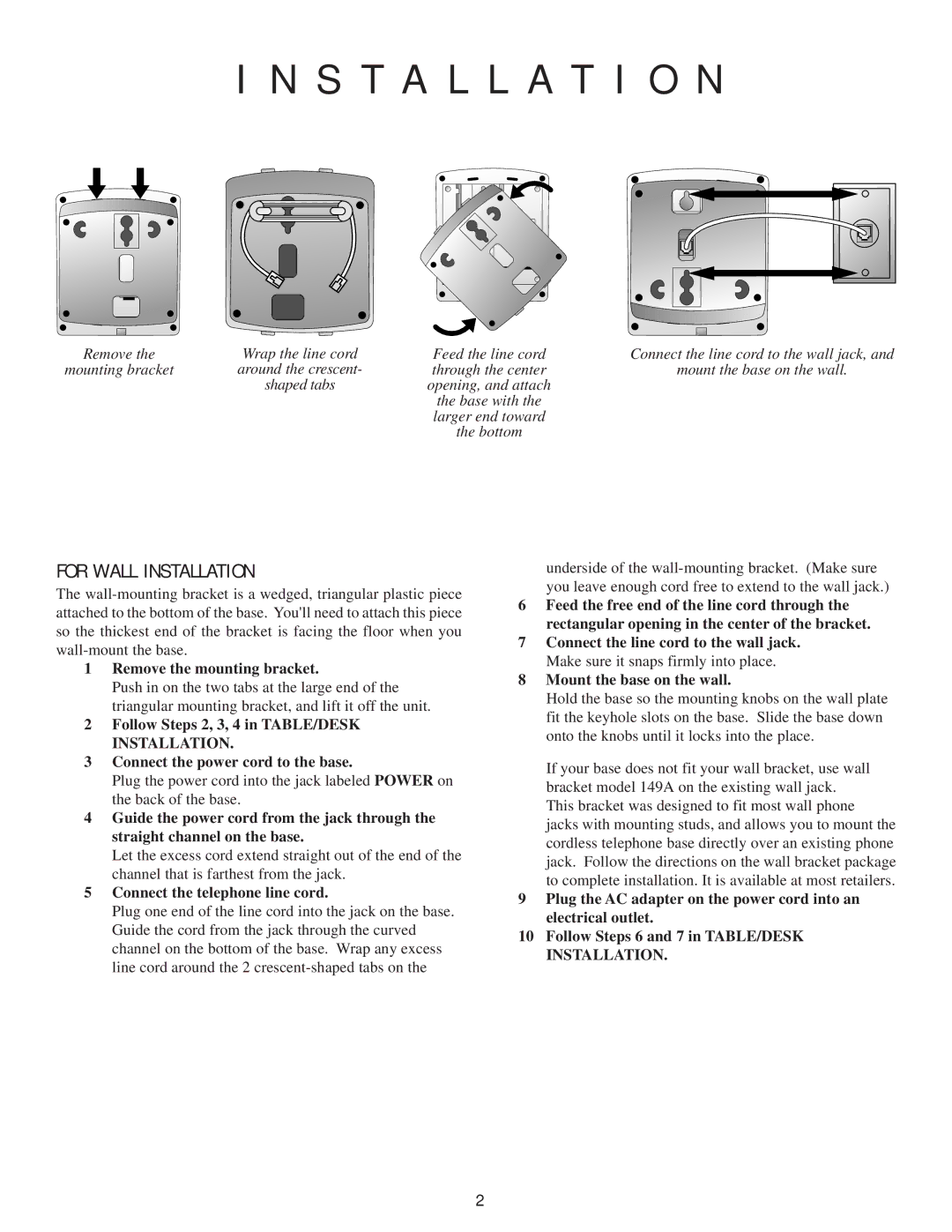 AT&T 7710 user manual For Wall Installation 