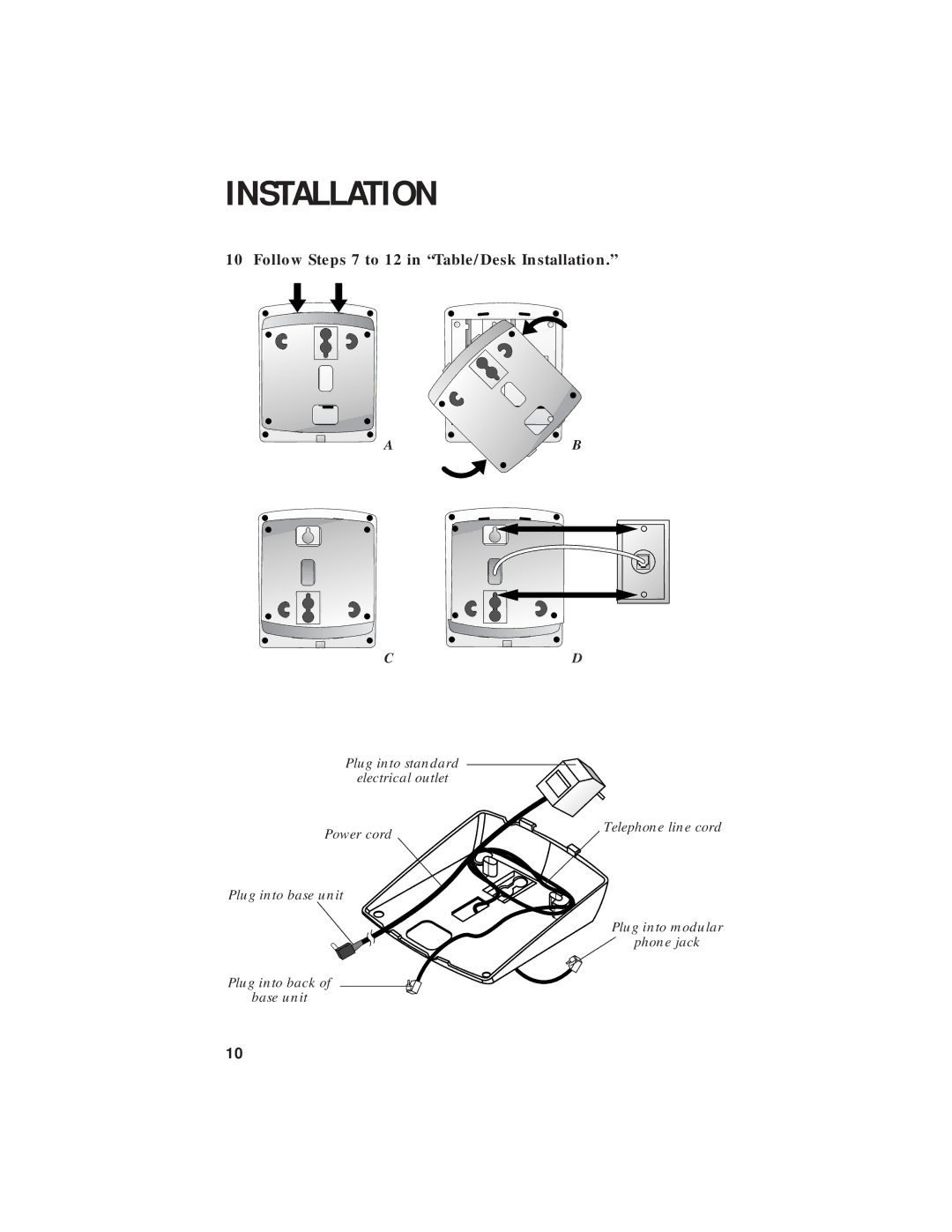 AT&T 7720 user manual Follow Steps 7 to 12 in Table/Desk Installation 