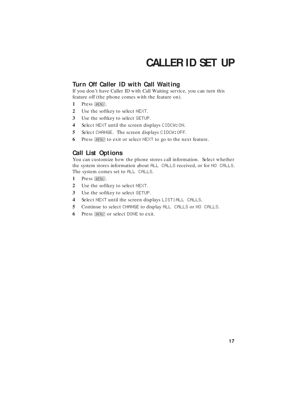 AT&T 7720 user manual Turn Off Caller ID with Call Waiting, Call List Options 