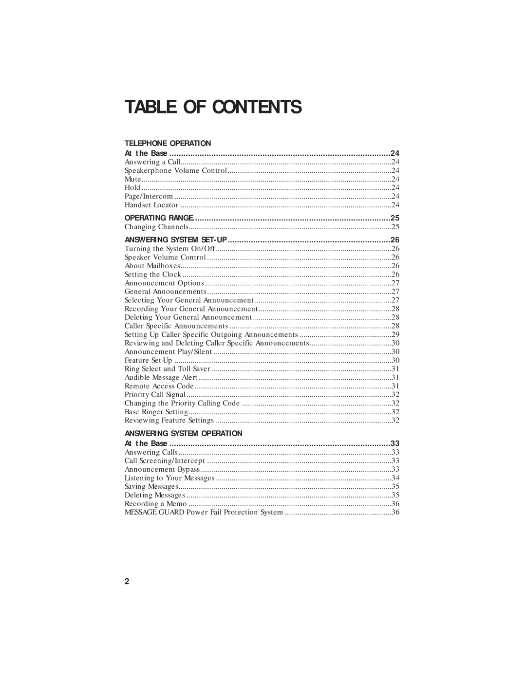 AT&T 7720 user manual Table of Contents 