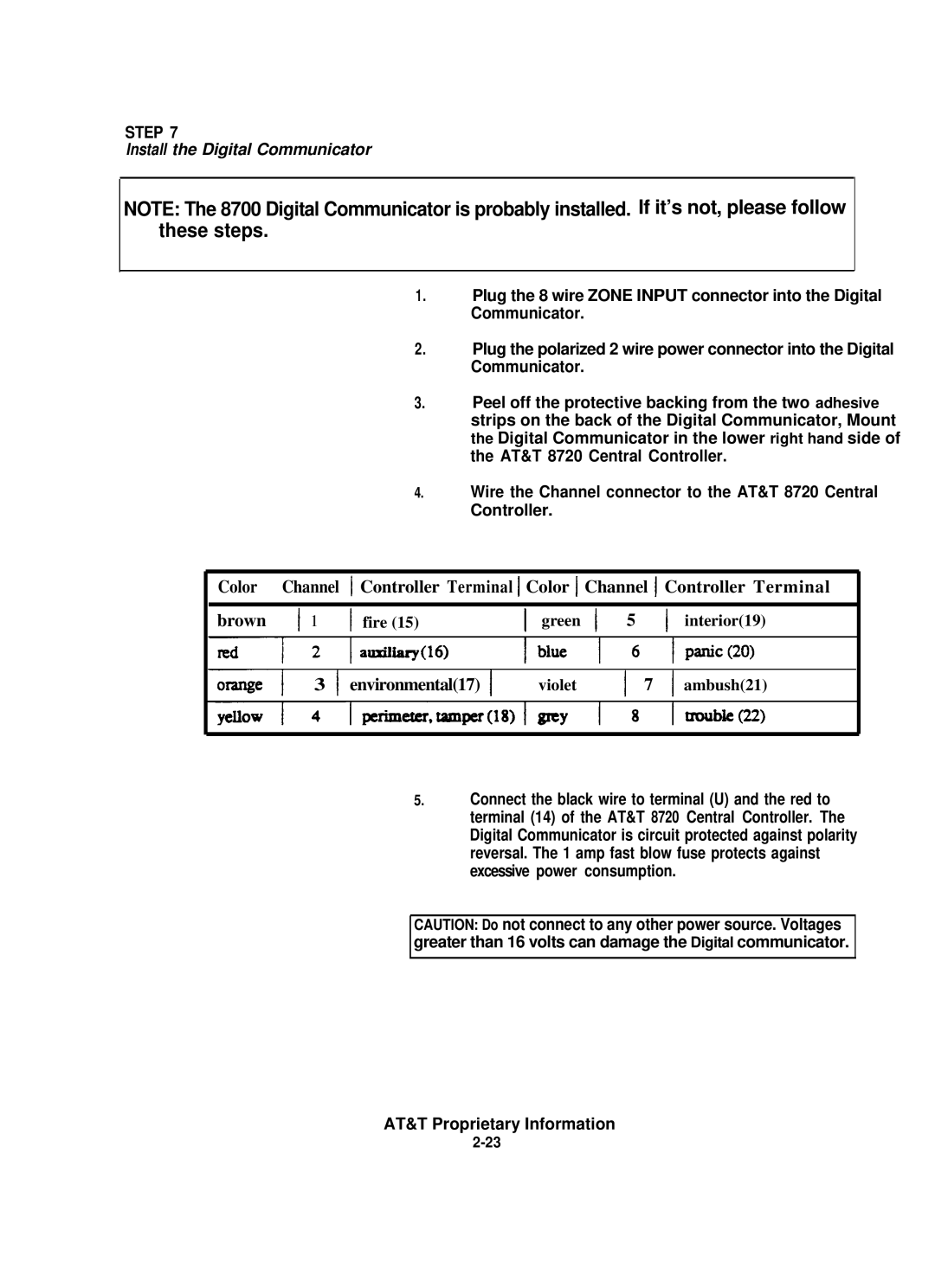 AT&T 8000 installation instructions Environmental17, Install the Digital Communicator 