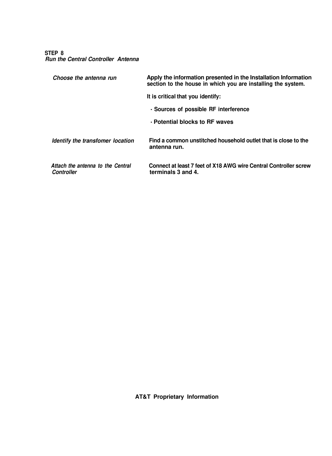 AT&T 8000 Run the Central Controller Antenna Choose the antenna run, It is critical that you identify, Antenna run 