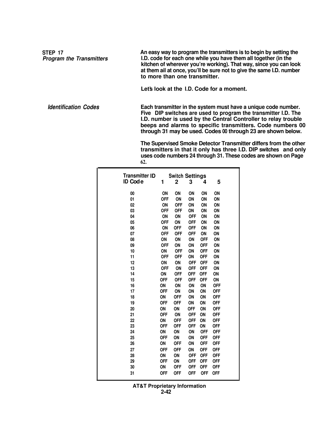 AT&T 8000 installation instructions Program the Transmitters, Let’s look at the I.D. Code for a moment, ID Code 