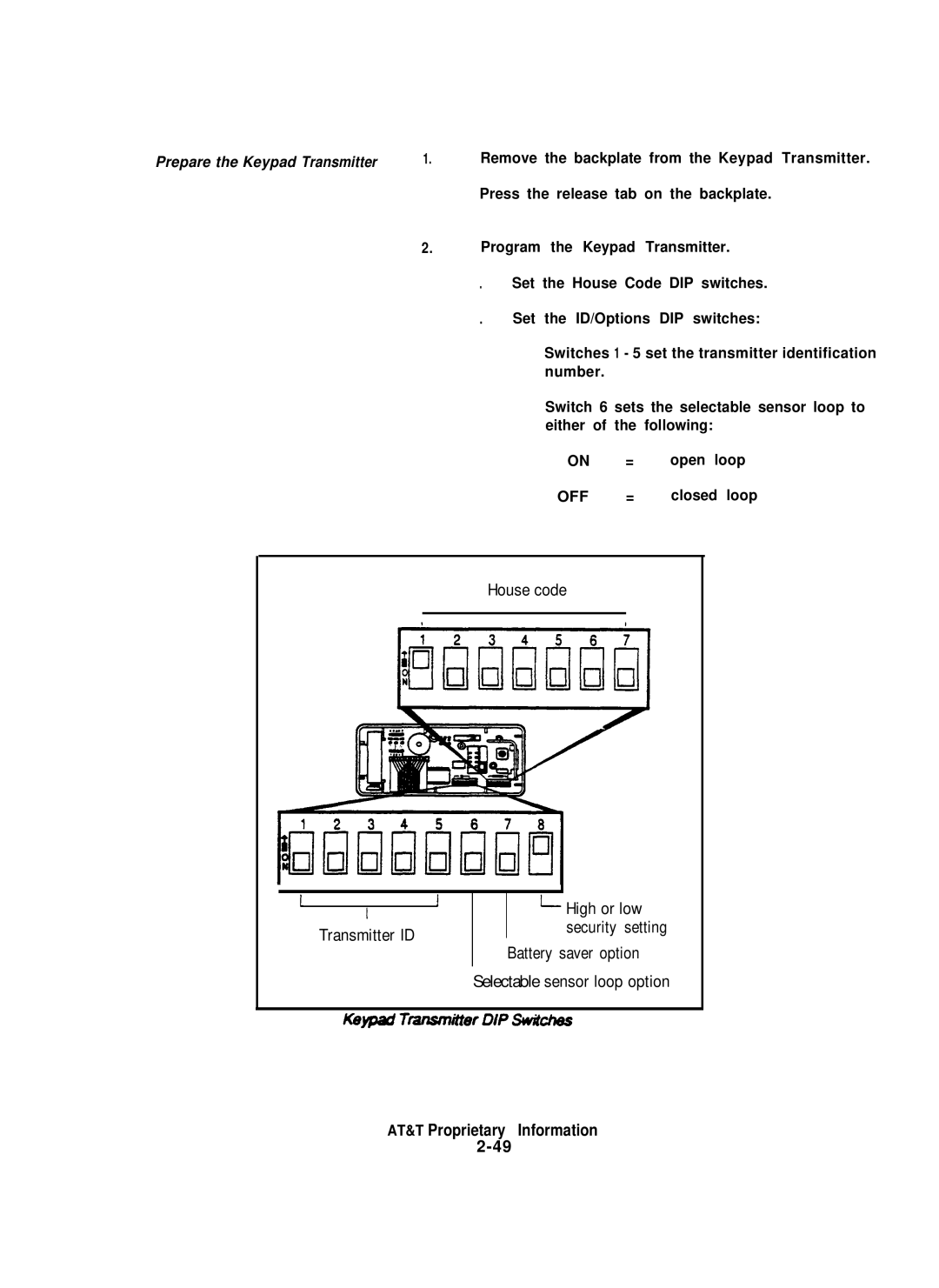 AT&T 8000 installation instructions House code Transmitter ID 