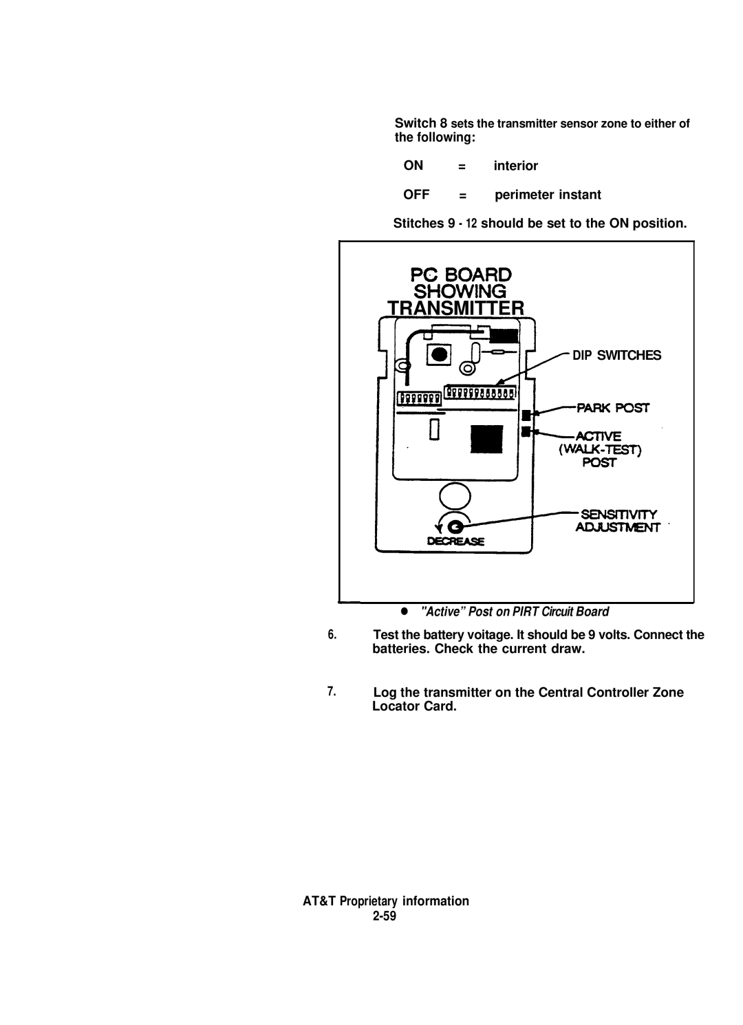 AT&T 8000 installation instructions PscH8$E, Active Post on Pirt Circuit Board 