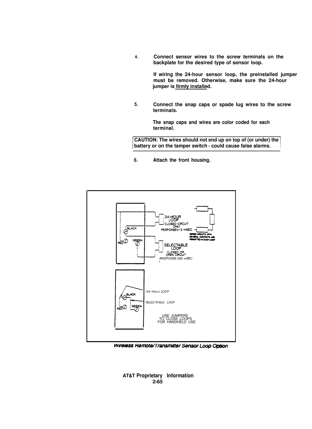 AT&T 8000 installation instructions USE Jumpers To Close Loops For Handheld USE 