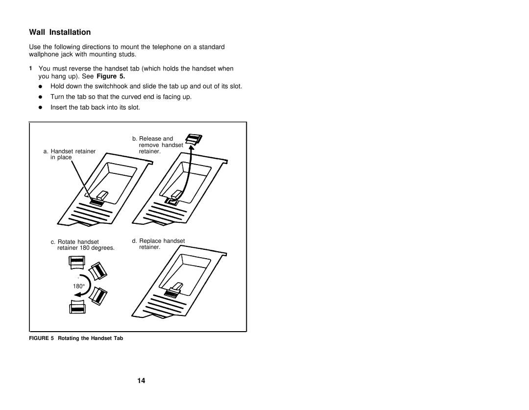 AT&T 8110, 8102 user manual Wall Installation, Rotating the Handset Tab 