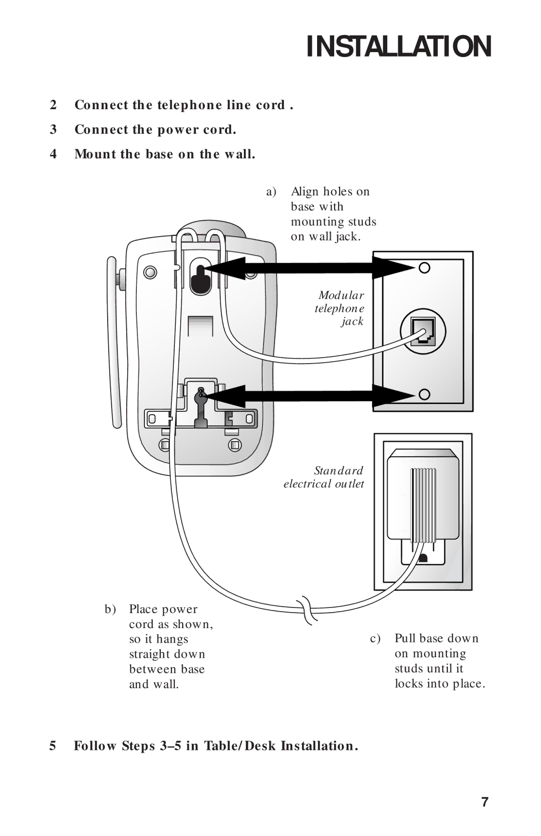 AT&T 8243 user manual Follow Steps 3-5 in Table/Desk Installation 