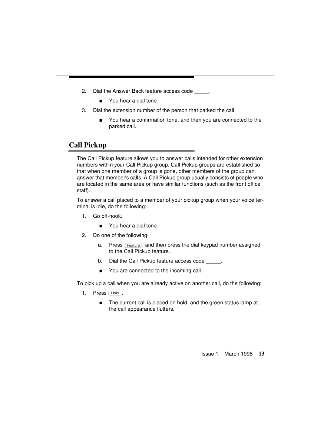 AT&T 8403 manual Call Pickup 