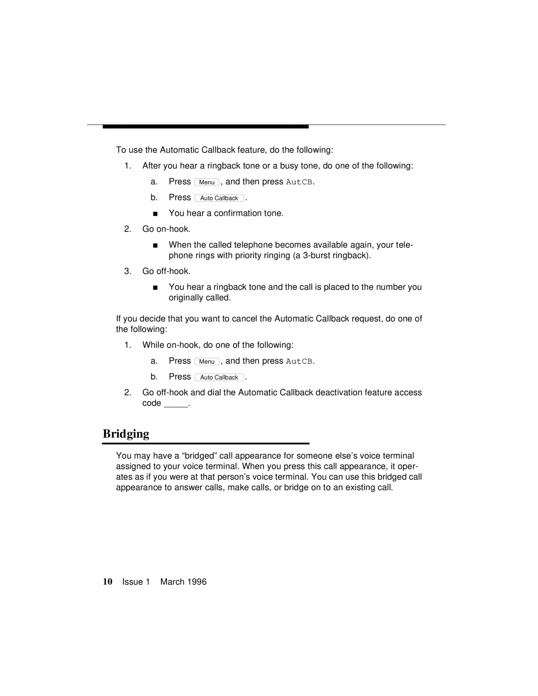 AT&T 8410 manual Bridging 