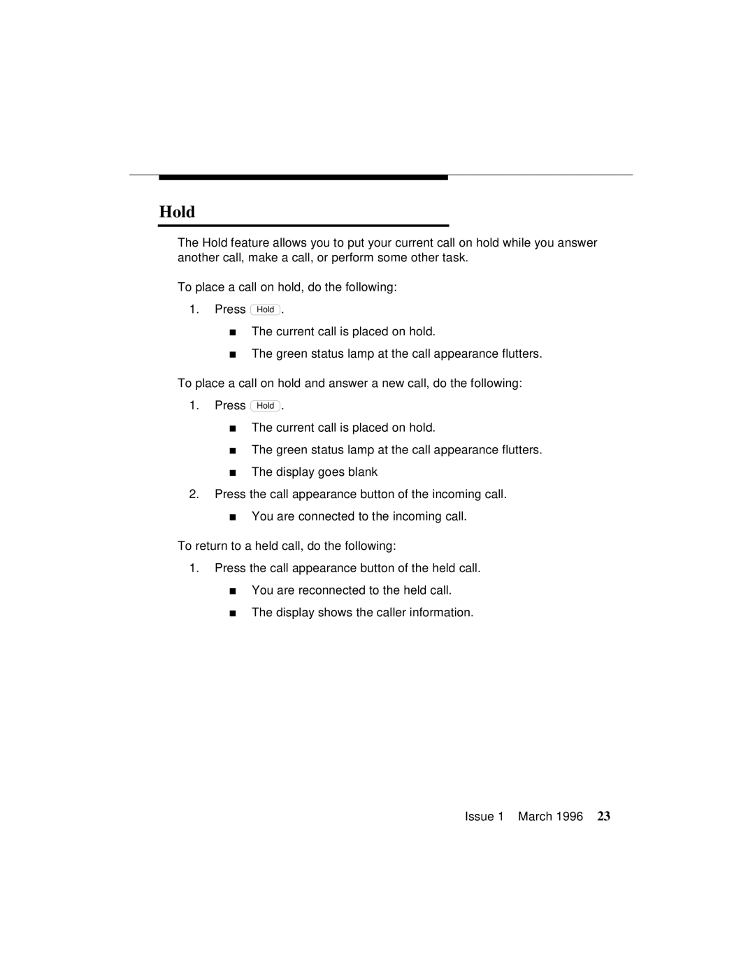 AT&T 8410 manual Hold 