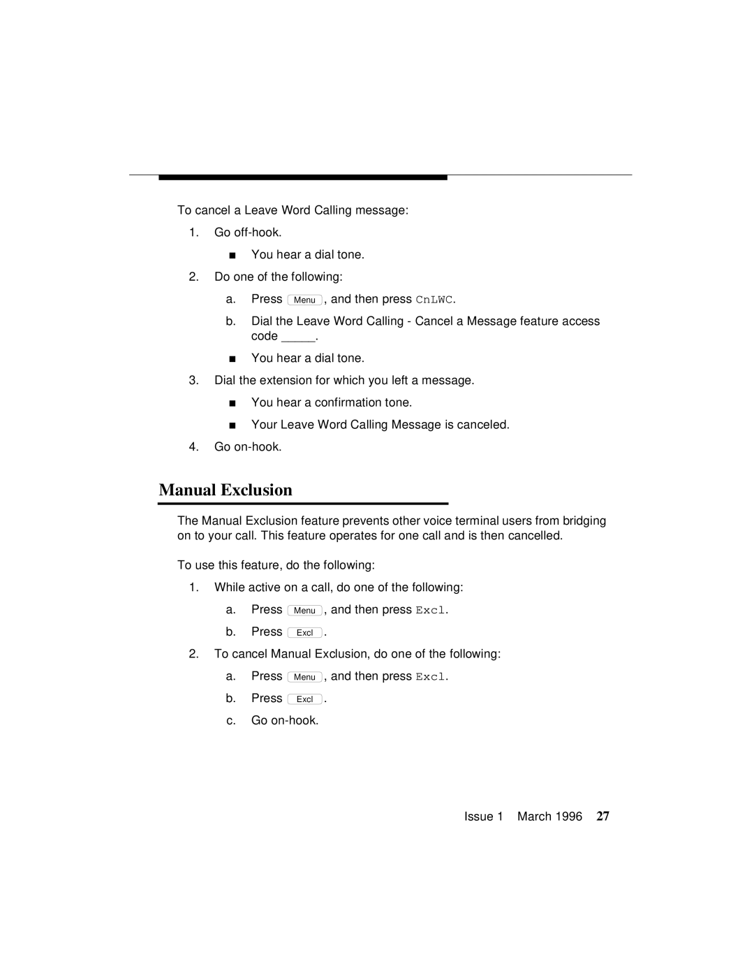 AT&T 8410 manual Manual Exclusion 