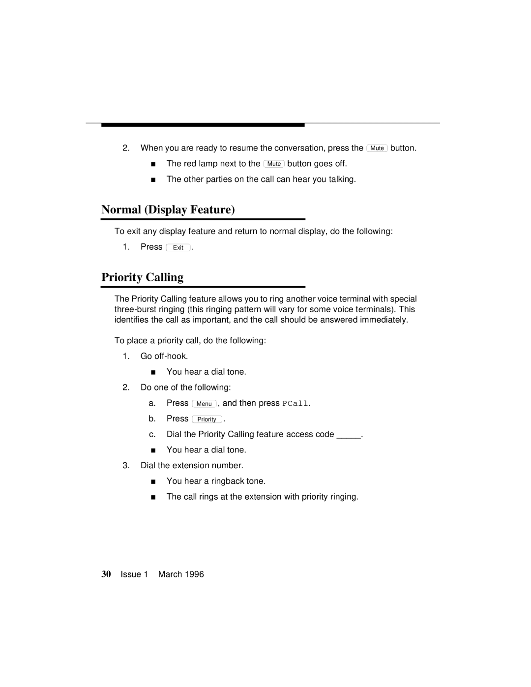 AT&T 8410 manual Normal Display Feature, Priority Calling 