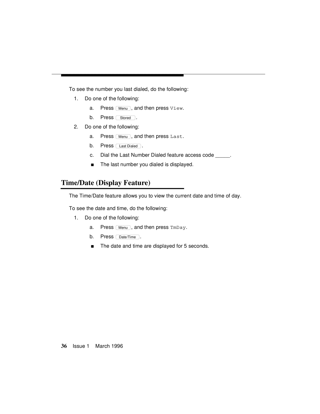 AT&T 8410 manual Time/Date Display Feature 