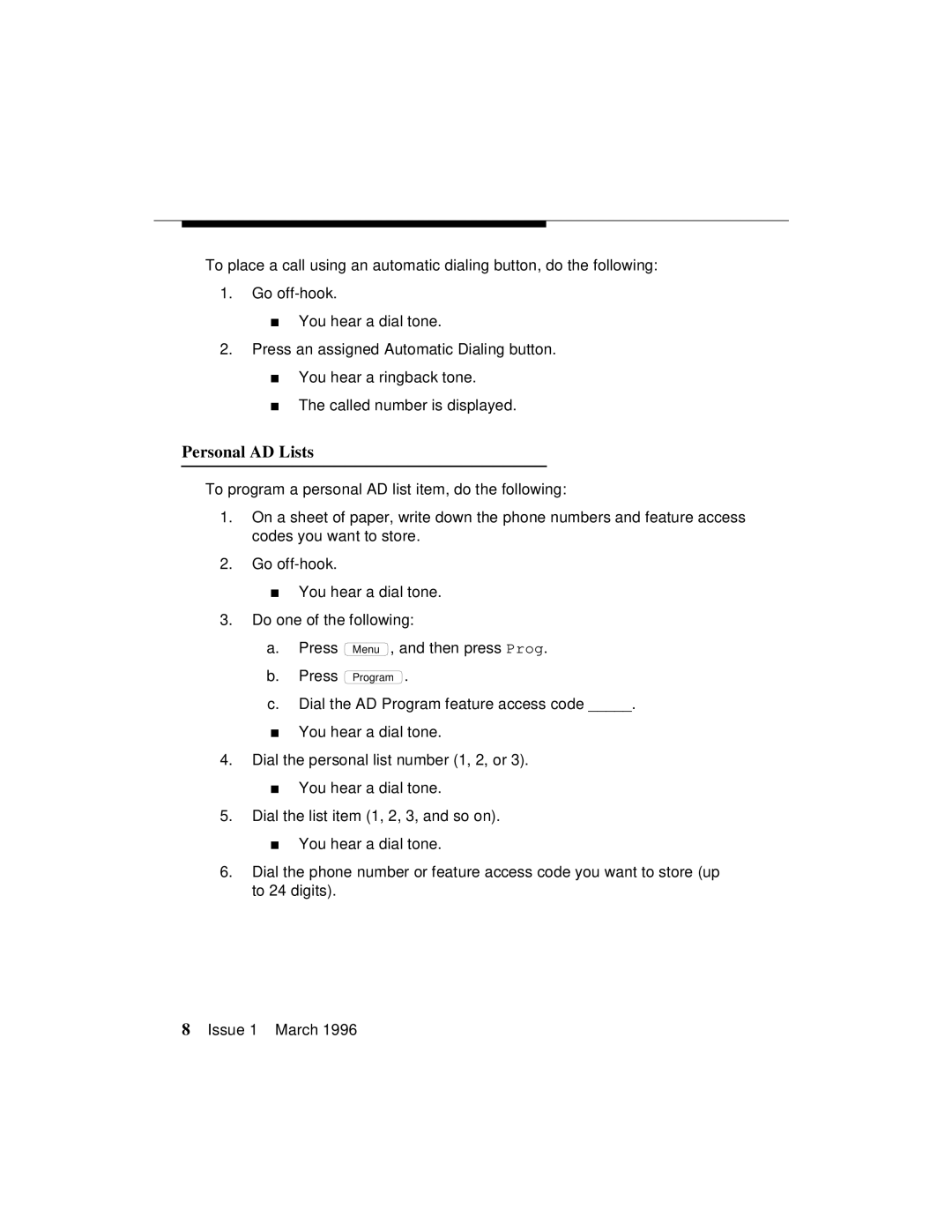 AT&T 8410 manual Personal AD Lists 