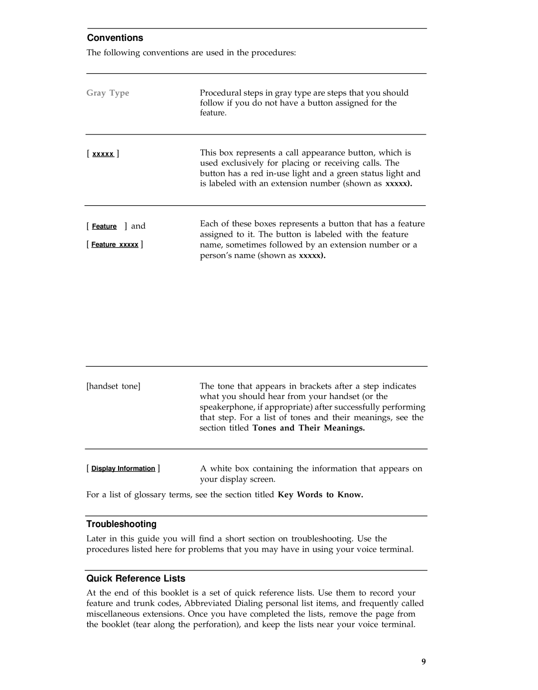 AT&T 8434 manual Gray Type, Section titled Tones and Their Meanings 