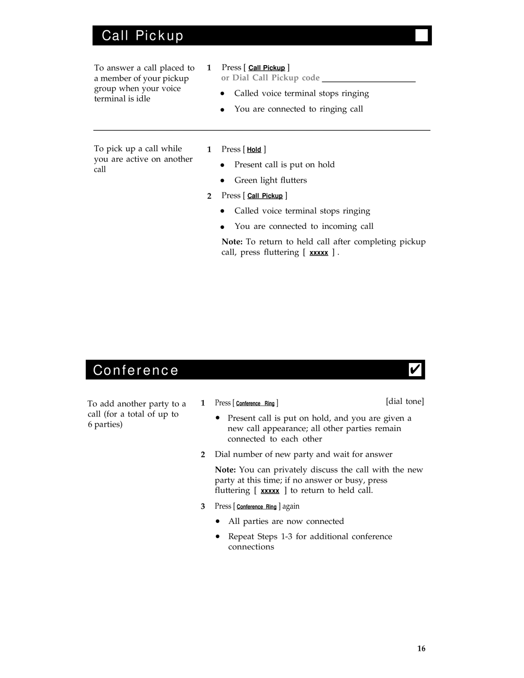 AT&T 8434 manual Conference, Or Dial Call Pickup code 