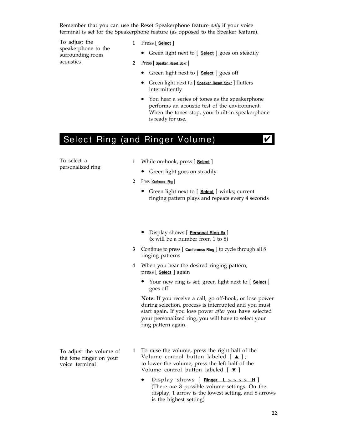 AT&T 8434 manual Select Ring and Ringer Volume 