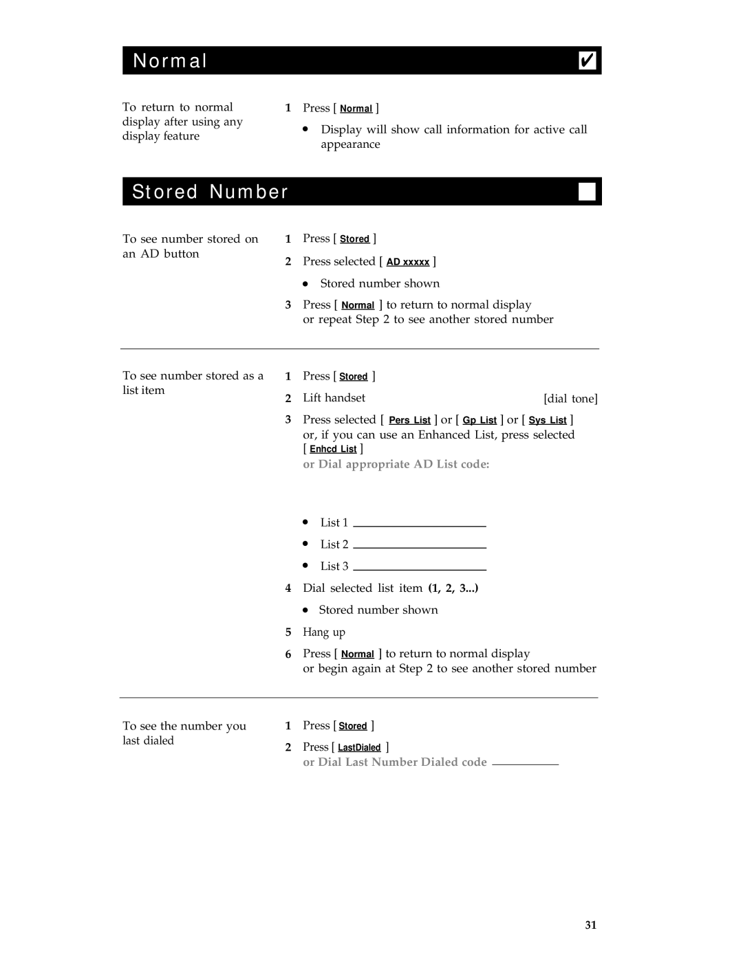 AT&T 8434 manual Normal, Stored Number, Or Dial appropriate AD List code 