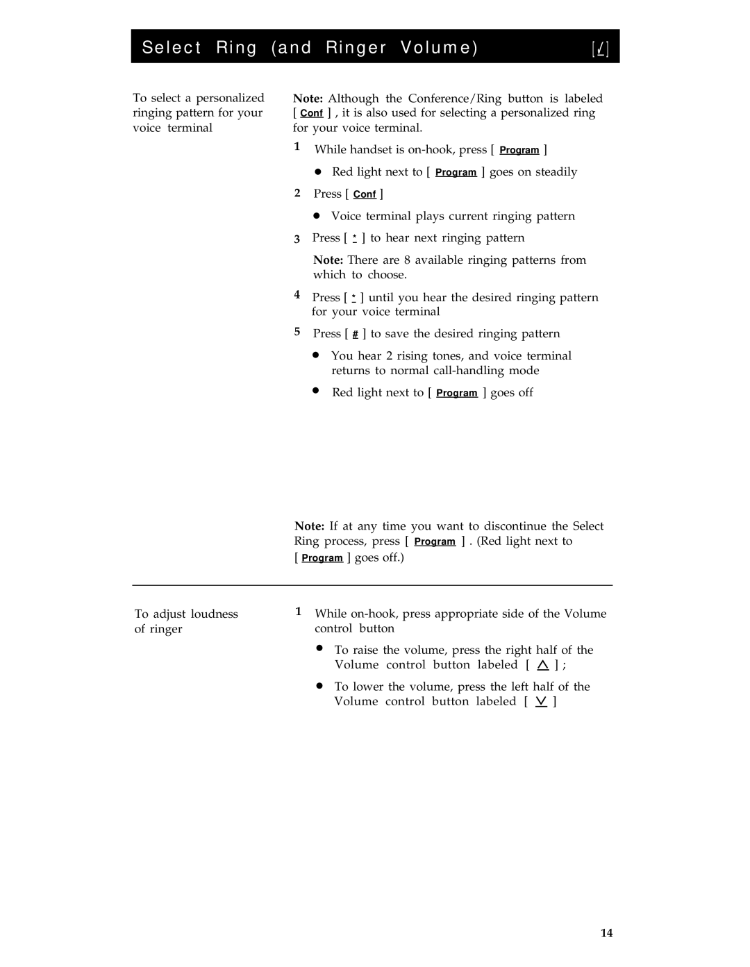 AT&T 8503T manual Select Ring and Ringer Volume 