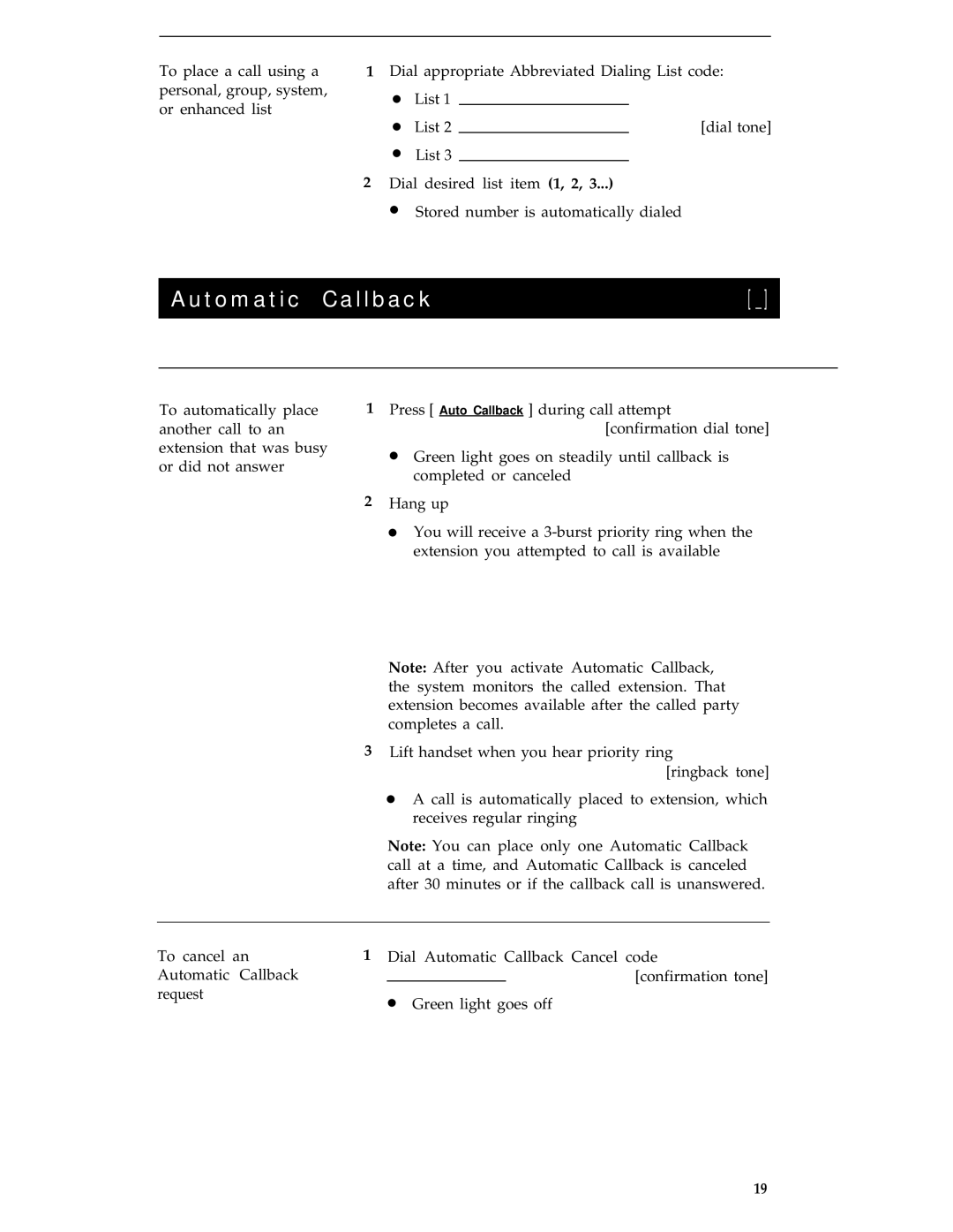 AT&T 8503T manual Automatic Callback 