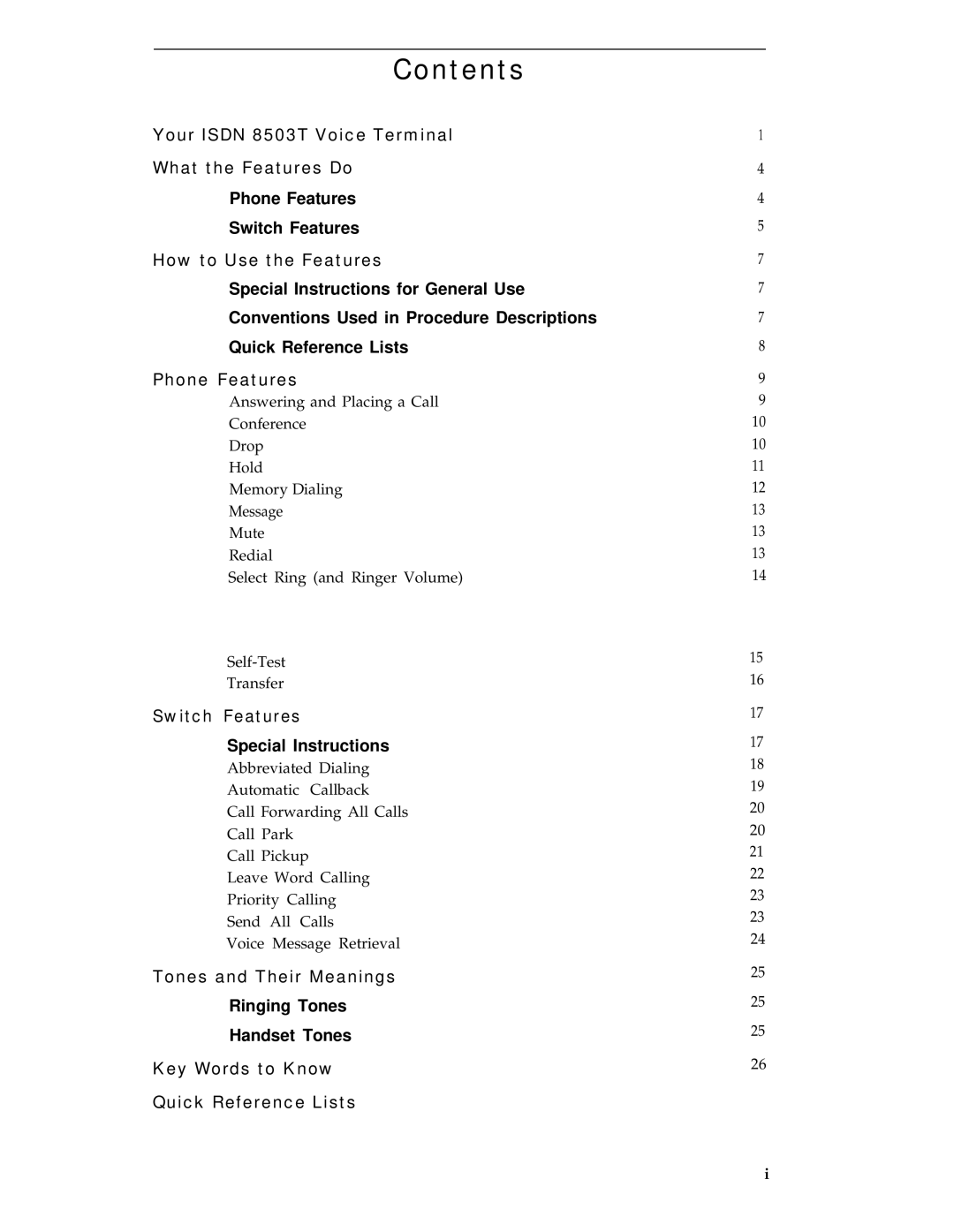 AT&T 8503T manual Contents 