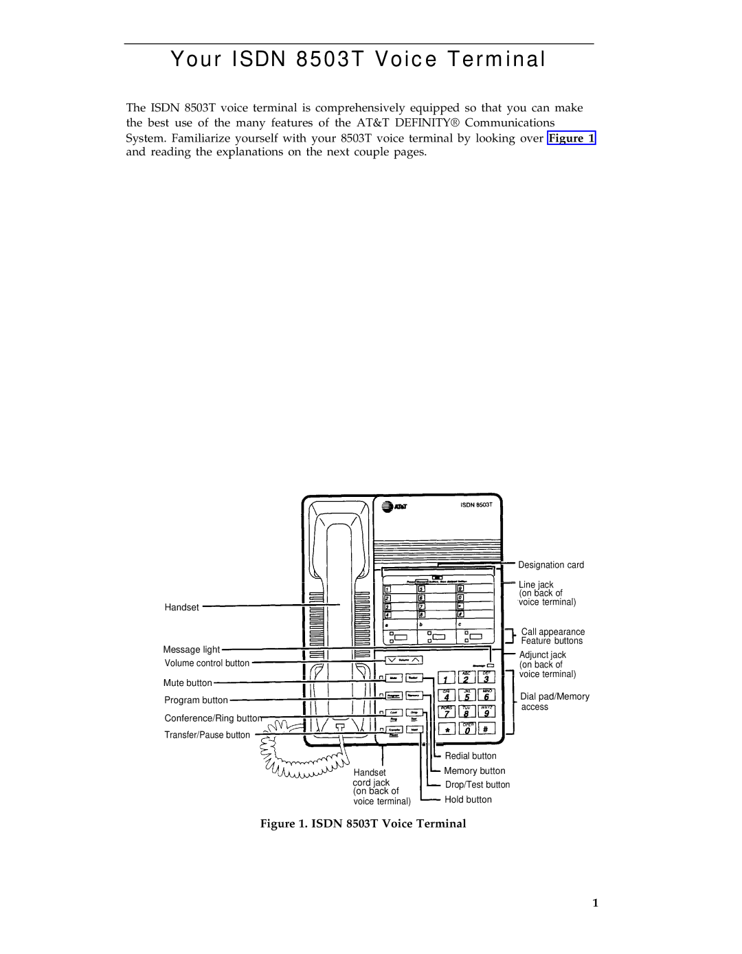 AT&T manual Your Isdn 8503T Voice Terminal 