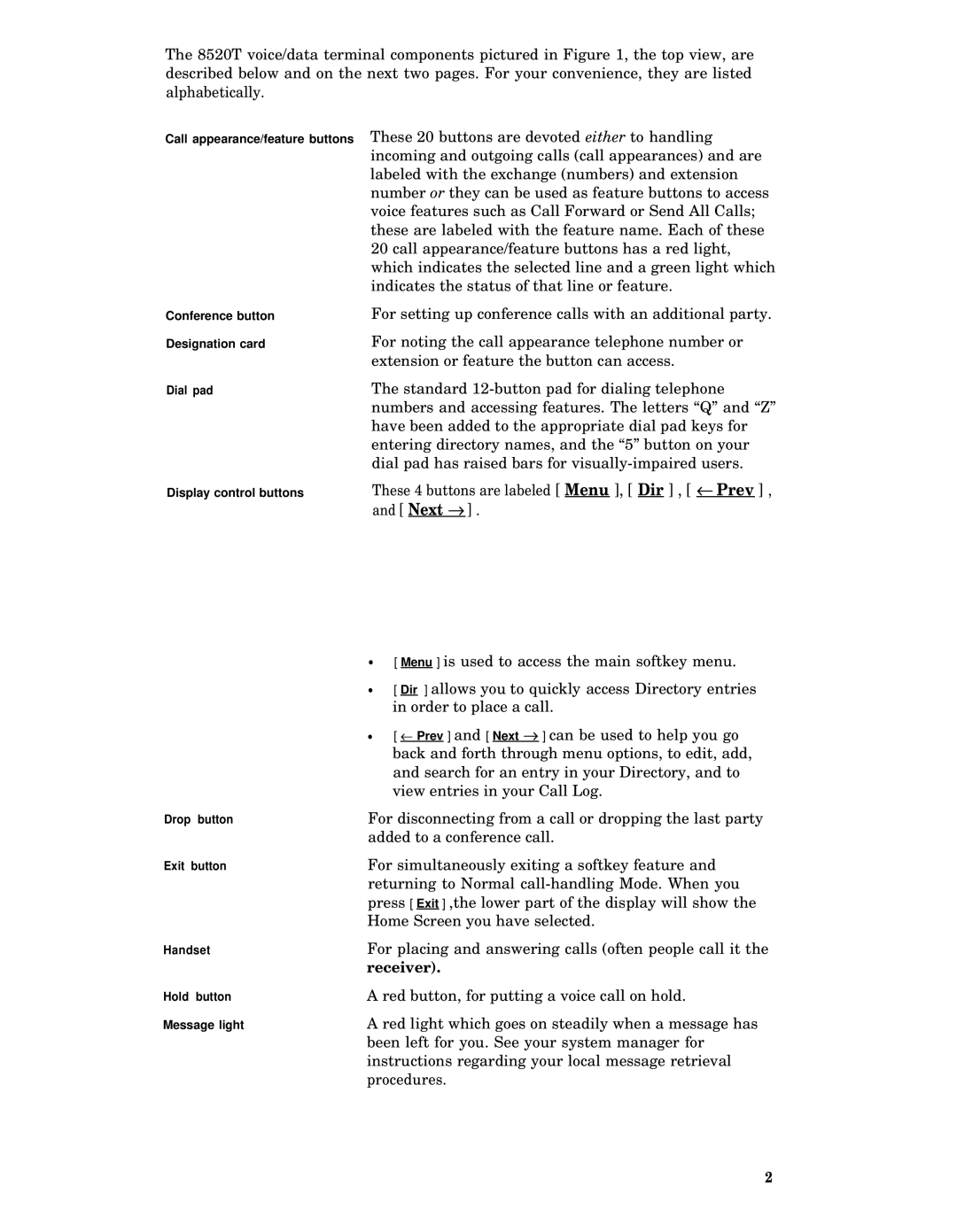 AT&T 8520T manual Receiver 