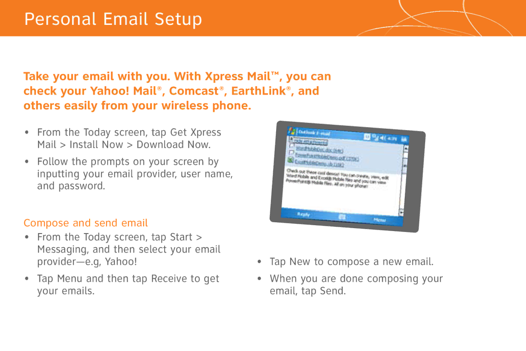 AT&T 8525 quick start Personal Email Setup, Compose and send email 