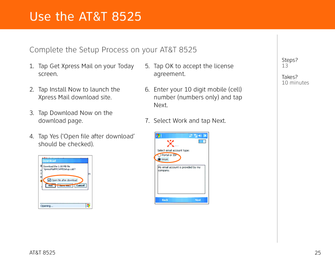 AT&T 855 manual Complete the Setup Process on your AT&T 