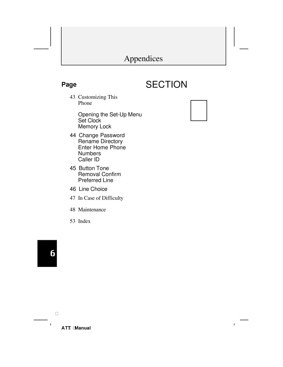 AT&T 882 user manual Appendices 