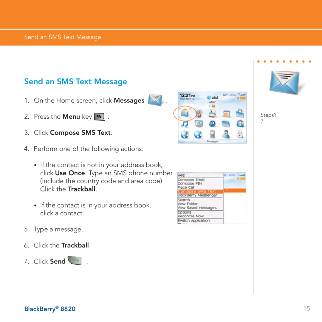 AT&T 8820 manual Send an SMS Text Message 