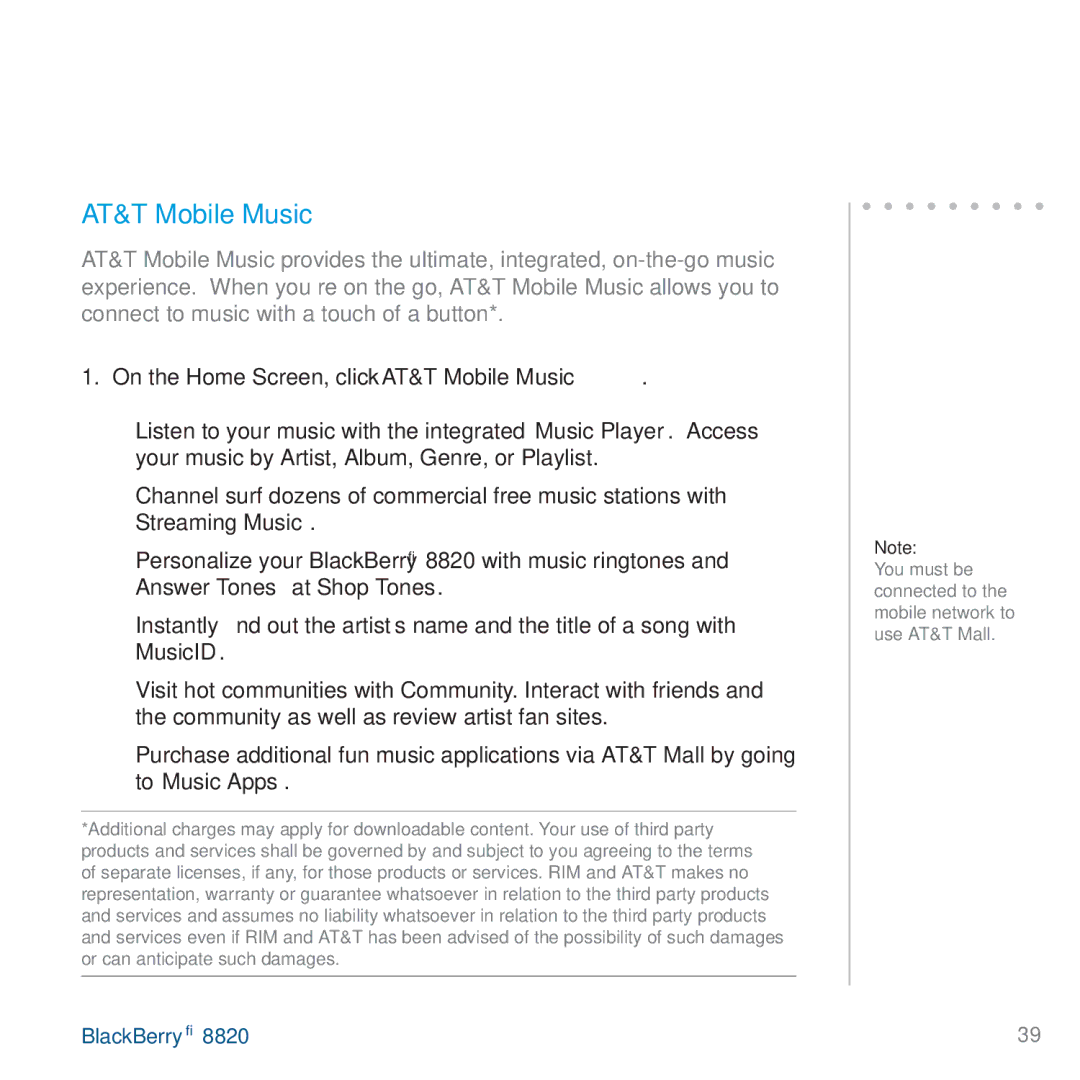 AT&T 8820 manual AT&T Mobile Music 