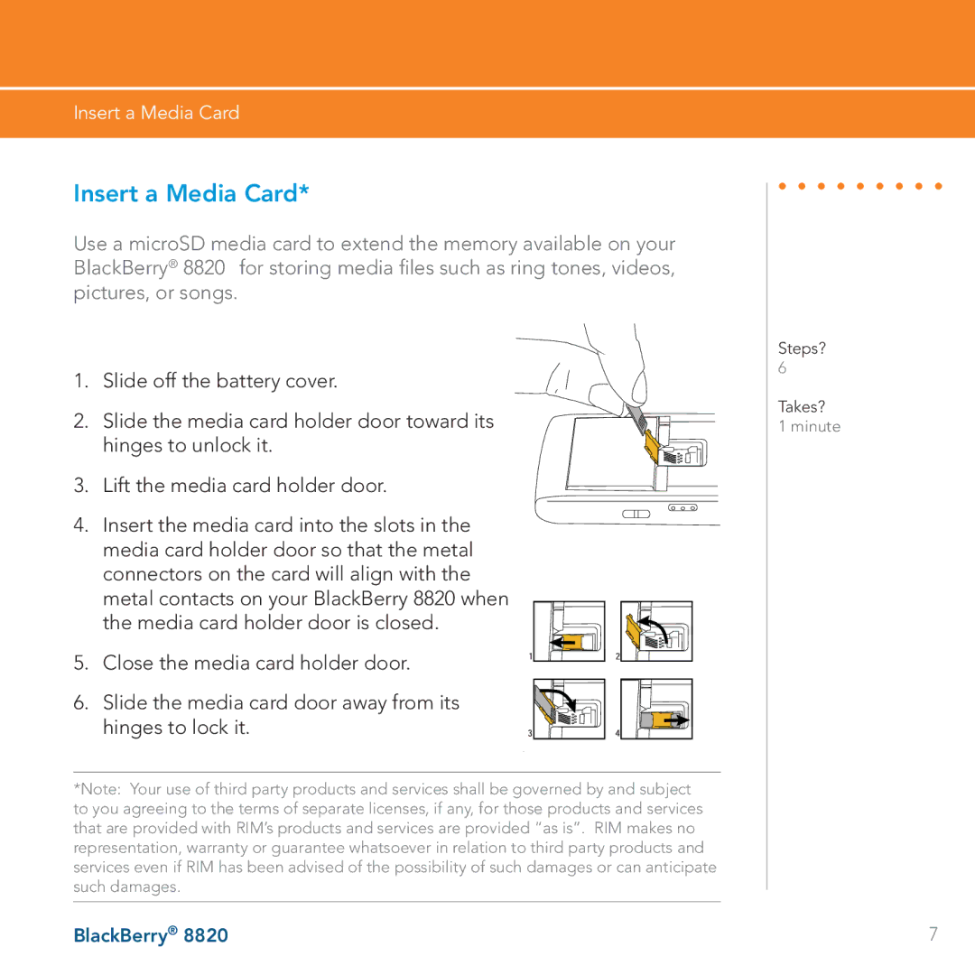 AT&T 8820 manual Insert a Media Card 