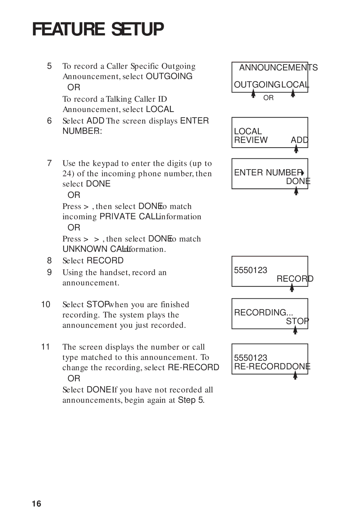 AT&T 900 MHz user manual Announcements Outgoing Local Review ADD Enter Number Done 