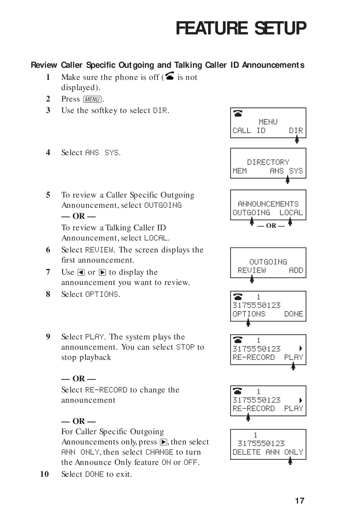 AT&T 900 MHz user manual Menu Call ID DIR Directory MEM ANS SYS 